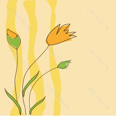 Vintage card with hand drawn flowers