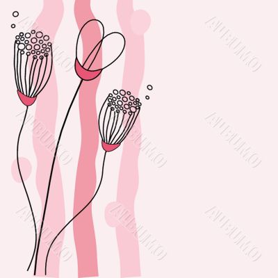 Vintage card with hand drawn flowers