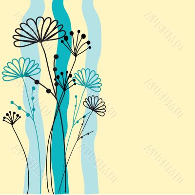 Vintage card with hand drawn flowers