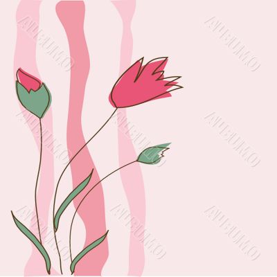 Vintage card with hand drawn flowers