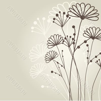 Vintage card with hand drawn flowers