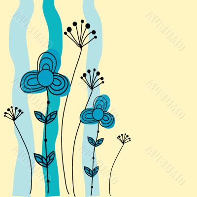 Vintage card with hand drawn flowers