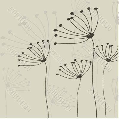 Vintage card with hand drawn flowers