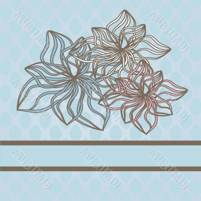 Vintage card with hand drawn flowers