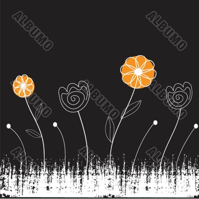 Vintage card with hand drawn flowers