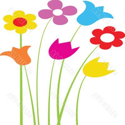 Vintage card with hand drawn flowers