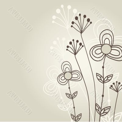 Vintage card with hand drawn flowers