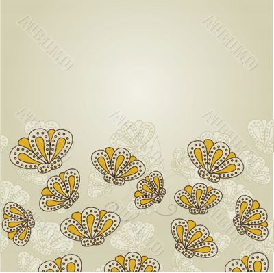 Vintage card with hand drawn flowers