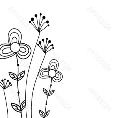 Vintage card with hand drawn flowers