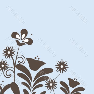 Vintage card with hand drawn flowers