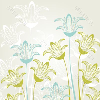Vintage card with hand drawn flowers