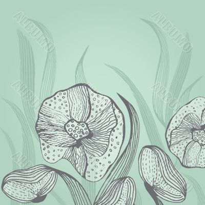 Vintage card with hand drawn flowers