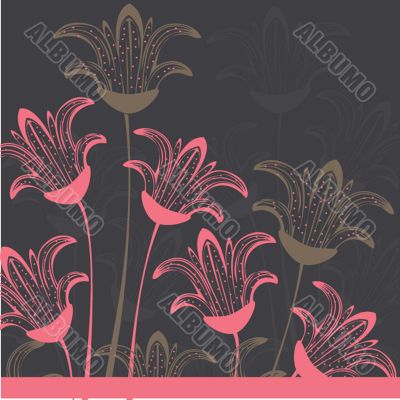 Vintage card with hand drawn flowers