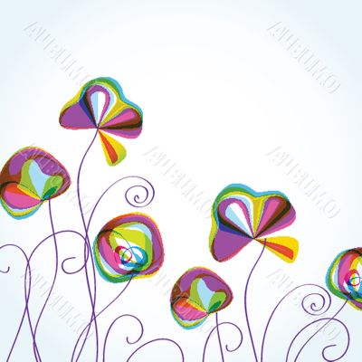 Vintage card with hand drawn flowers