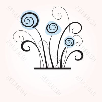 Vintage card with hand drawn flowers