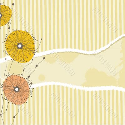 Vintage card with hand drawn flowers