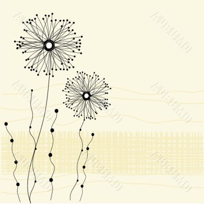 Vintage card with hand drawn flowers