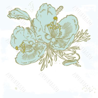 Vintage card with hand drawn flowers