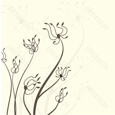 Vintage card with hand drawn flowers