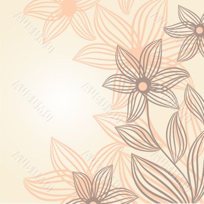 Vintage card with hand drawn flowers
