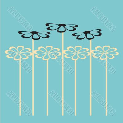 Vintage card with hand drawn flowers