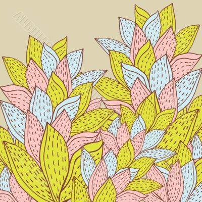 Vintage card with hand drawn flowers