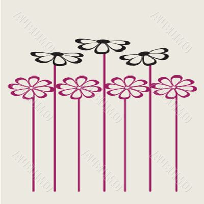 Vintage card with hand drawn flowers