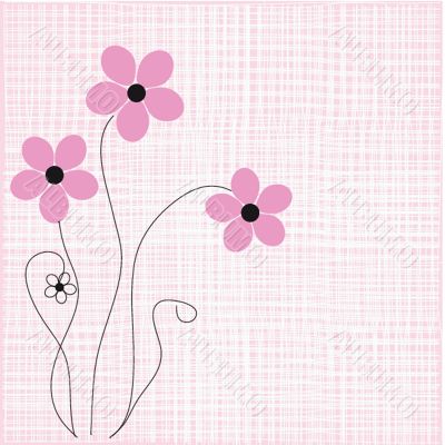 Vintage card with hand drawn flowers