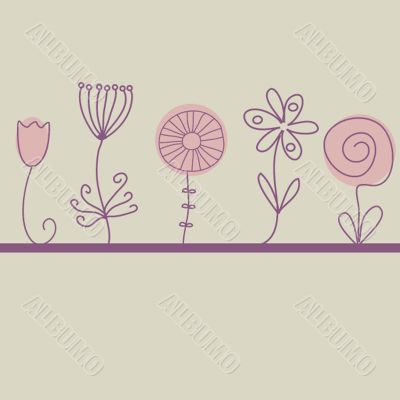 Vintage card with hand drawn flowers