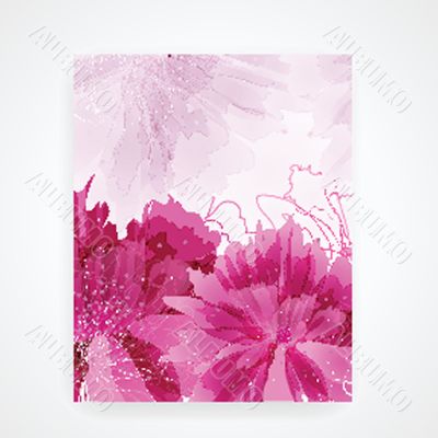 Vintage card with hand drawn flowers