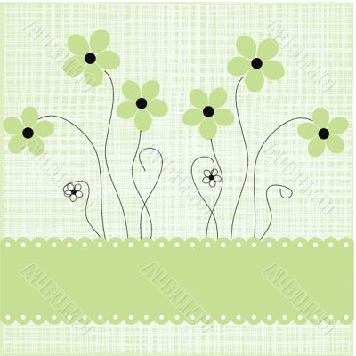 Vintage card with hand drawn flowers