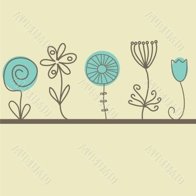 Vintage card with hand drawn flowers