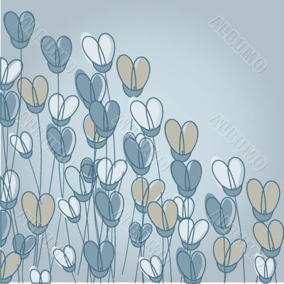 Vintage card with hand drawn flowers
