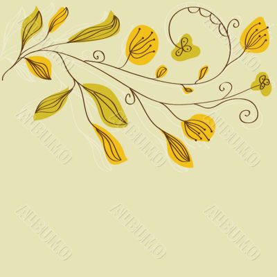 Vintage card with hand drawn flowers