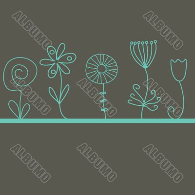 Vintage card with hand drawn flowers