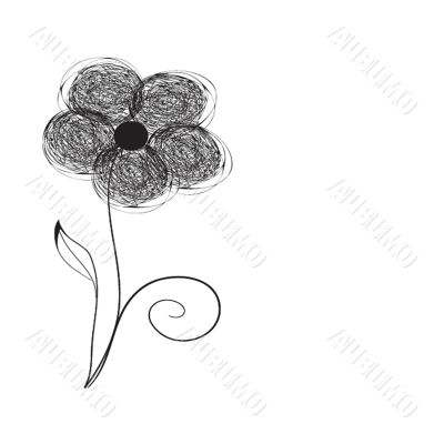 Vintage card with hand drawn flowers