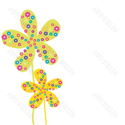 Vintage card with hand drawn flowers