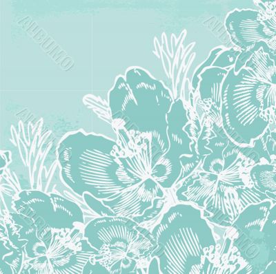Vintage card with hand drawn flowers
