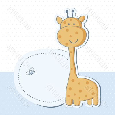 Baby boy shower card with cute giraffe