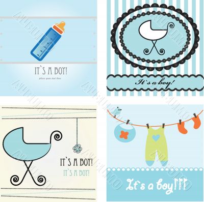 Set baby boy announcement card.