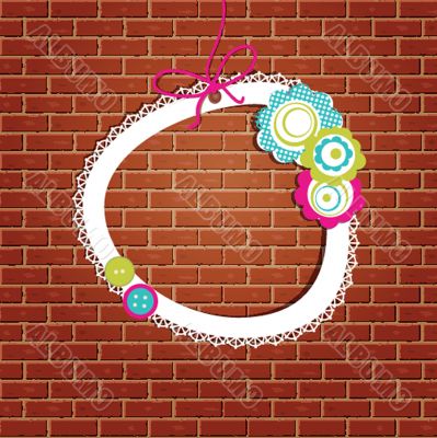 Vintage frame on the brick wall background