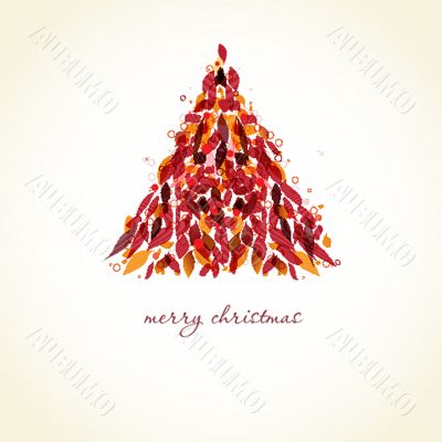Christmas background with Christmas tree, vector illustration.