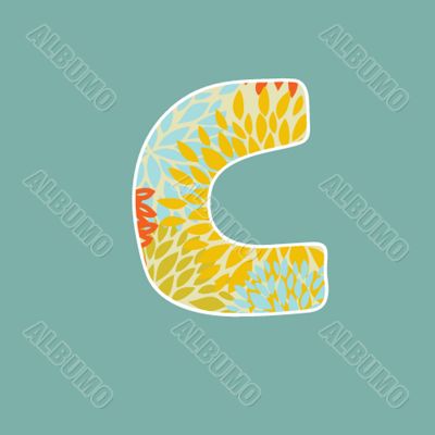Grunge Vector Letter. Green Eco Style. Font Symbol C.