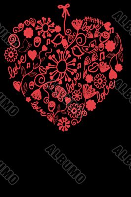 Cute vector background with vintage hearts