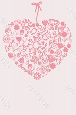 Cute vector background with vintage hearts