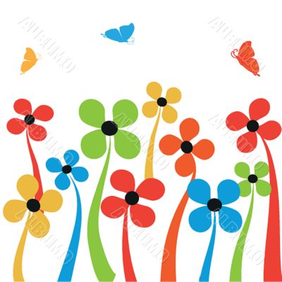 Floral card with butterflies