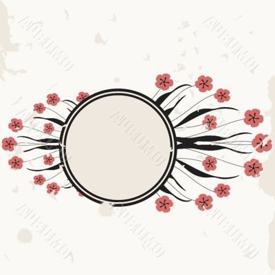 Vintage card with hand drawn flowers
