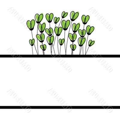 Greetings card with floral hearts
