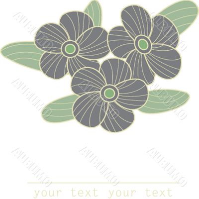 Vintage card with hand drawn flowers