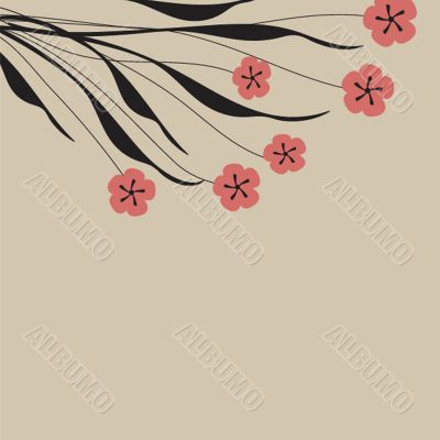 Vintage card with hand drawn flowers